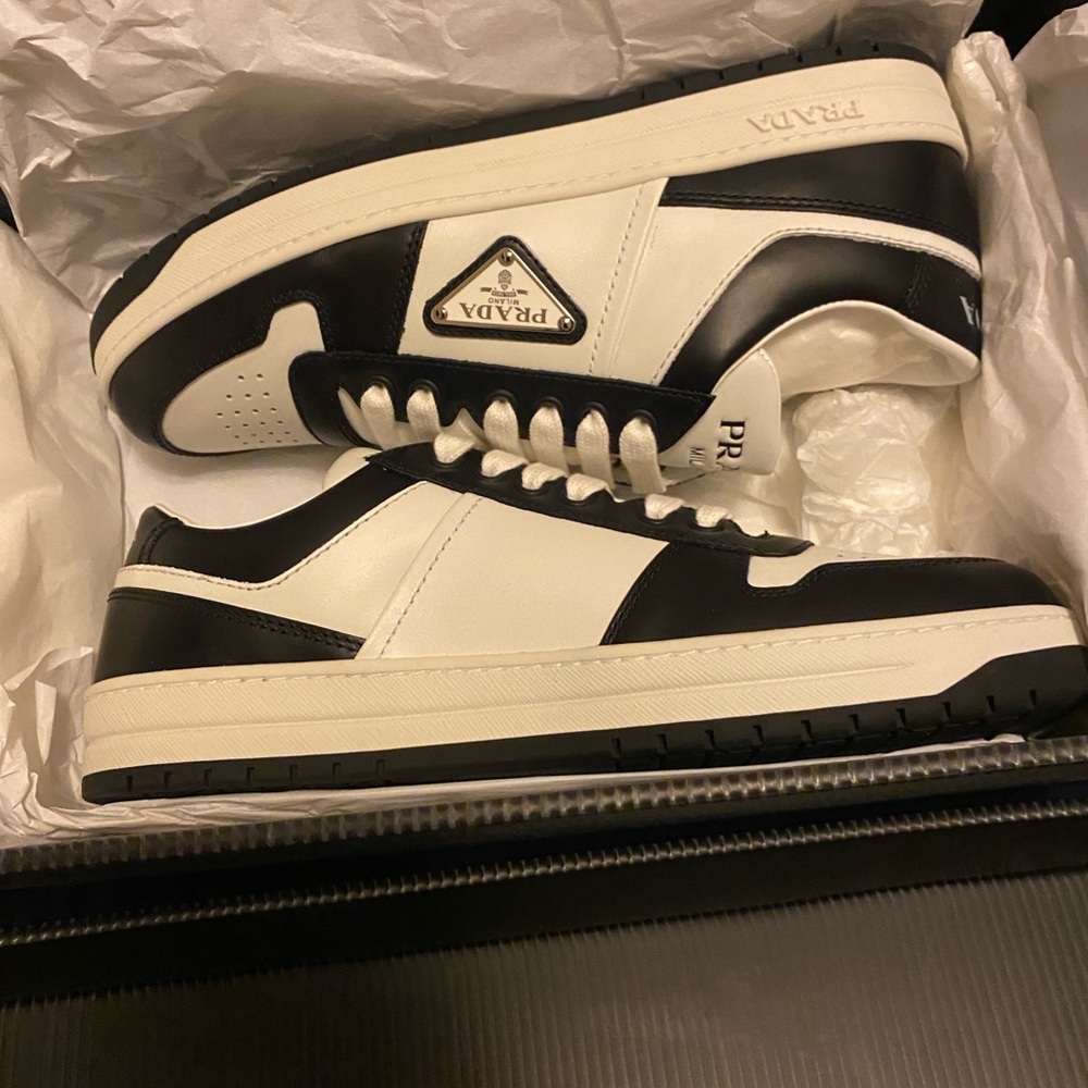 Prada Men's Black and White Sneakers